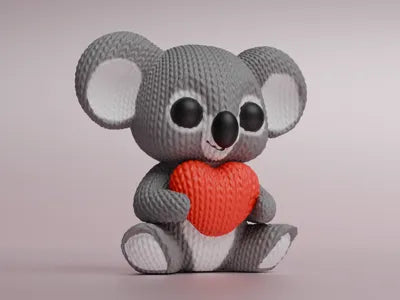 Knitted Koala with heart for St Valentines Day