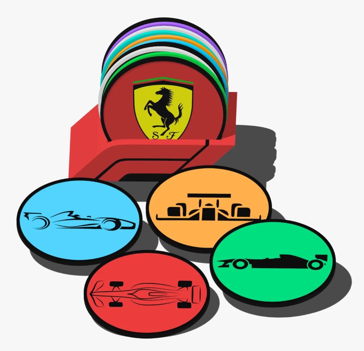 Formula 1 Coasters with Holder 10PCS