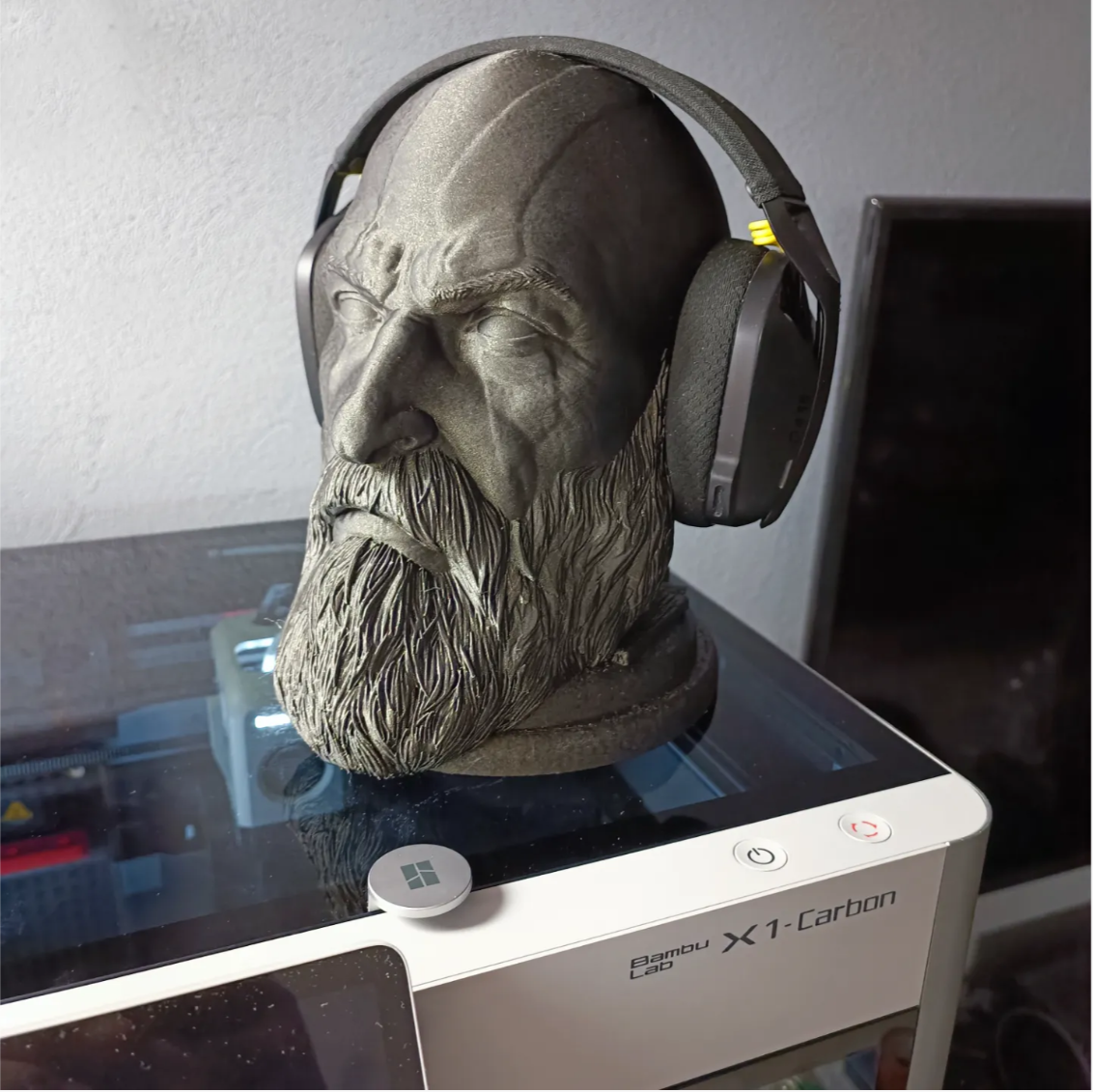 God of War Kratos head, headphone stand